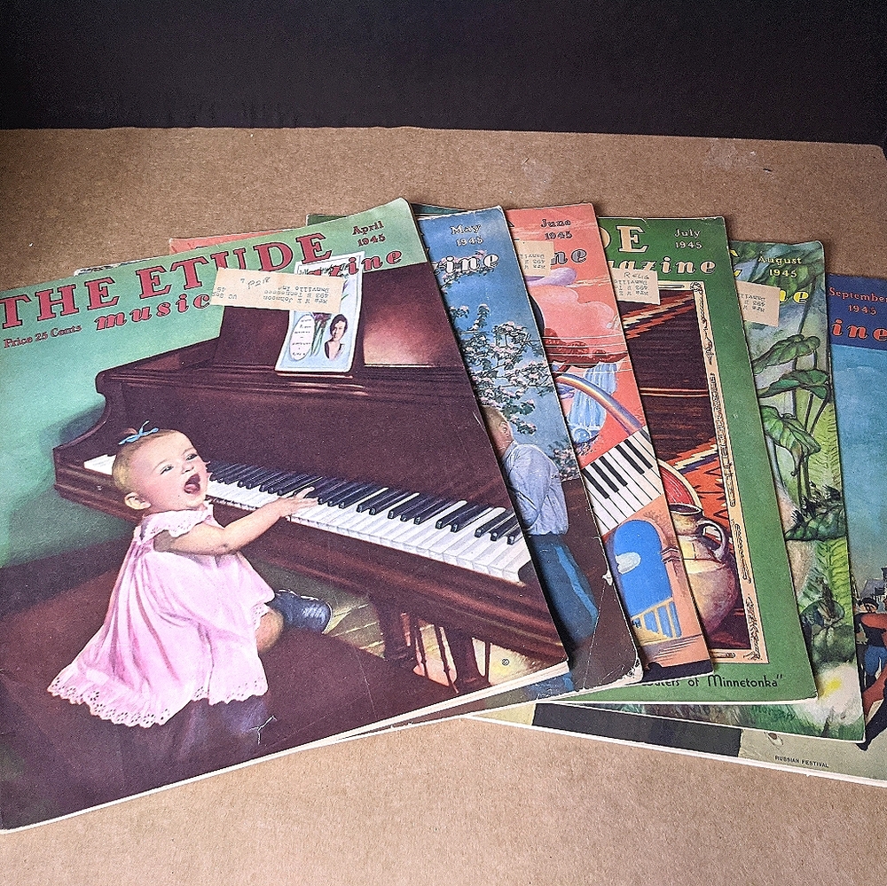 6 Etude Music Magazines from 1945
